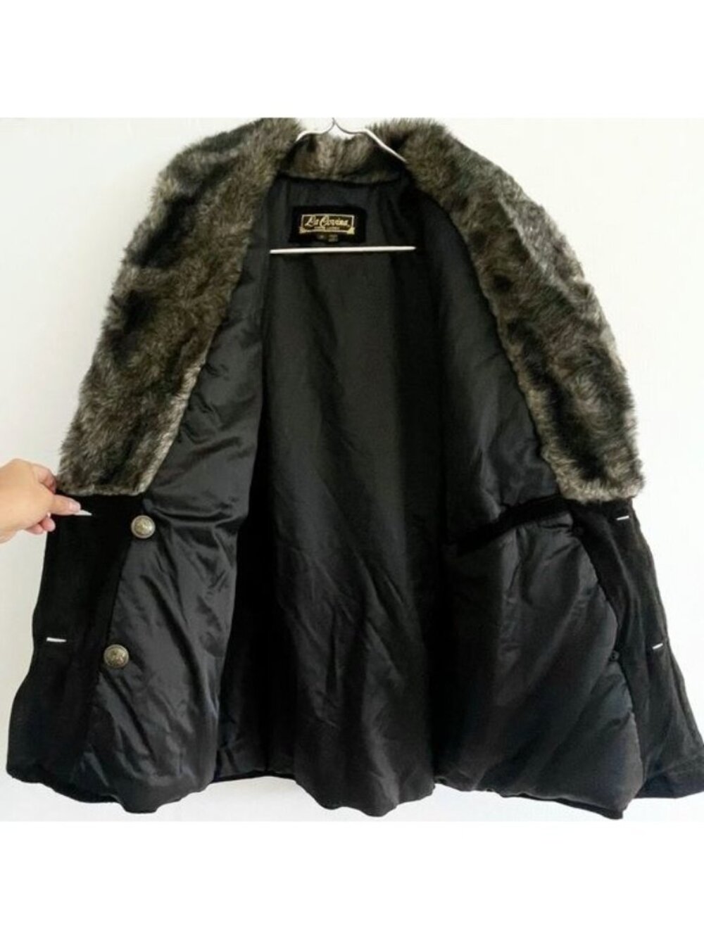 La Covina 100% Genuine Leather and Faux Fur collar winter Coat Small - Picture 8 of 13